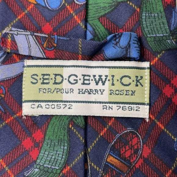 Harry Rosen Silk tie Blue red Holiday - Picture 5 of 8